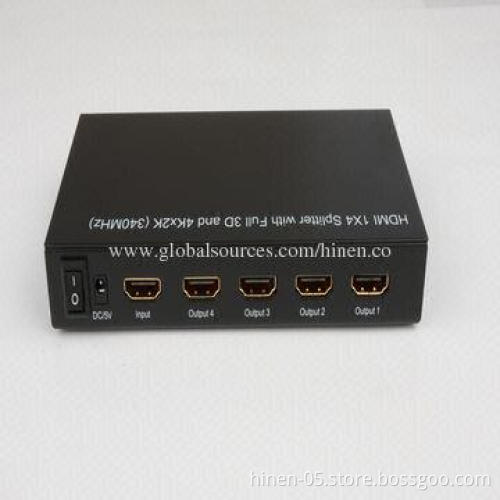 HDMI 1X4 Splitter with Full 3D and 4Kx2K (340MHz), Supports 1,080P Highest Video Resolution